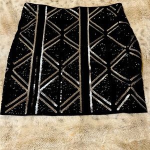 Express Black Sequin Skirt
